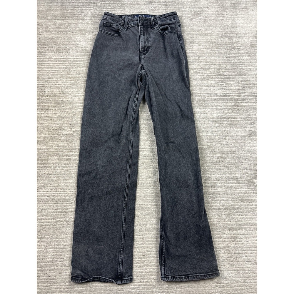 Hollister Jeans Juniors 3R Black Ultra High Rise Dad Jean Straight Denim